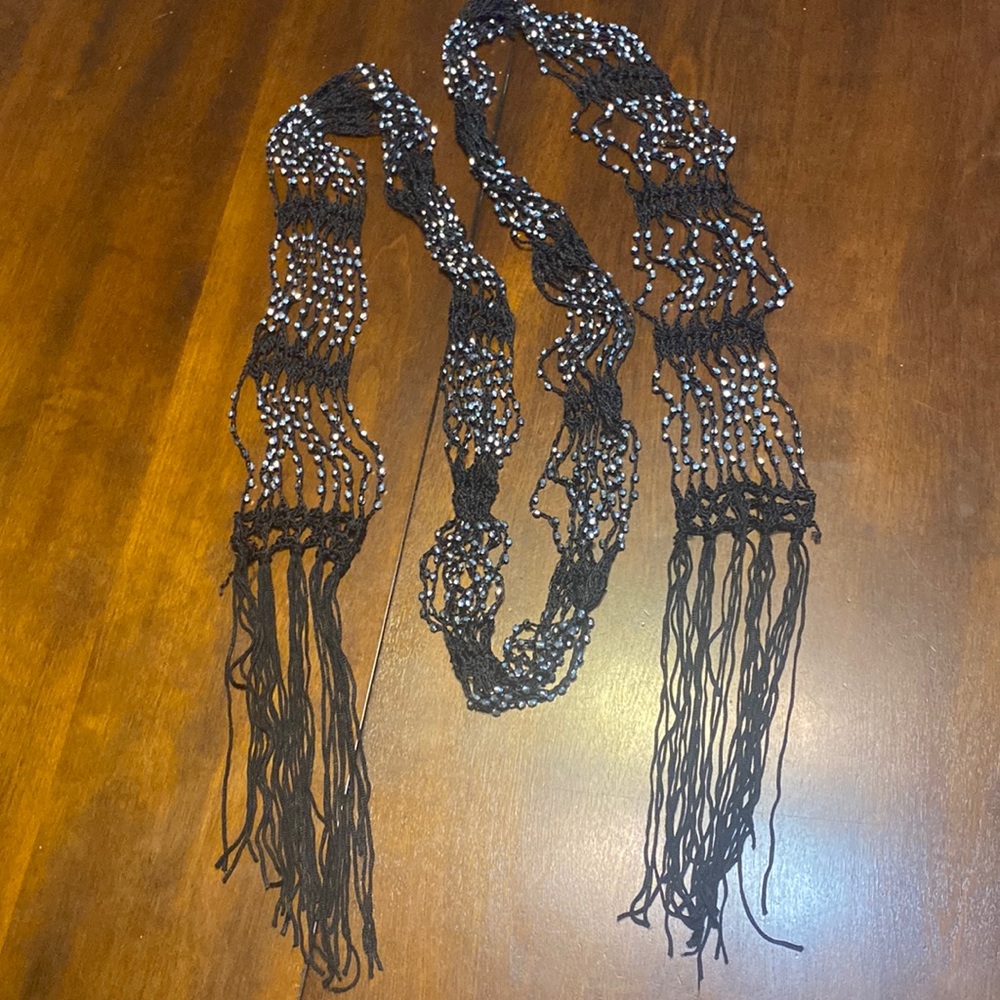 Scarf or Belt with silver beats